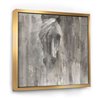 Designart Gold Wood Framed 30-in x 30-in Farmhouse Horse Canvas Wall Panel