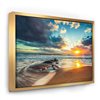 Designart 36-in x 46-in Beautiful Cloudscape over the Sea with Gold Wood Framed Canvas Wall Panel