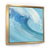 Designart 46-in x 46-in Ocean Wave Handpainted with White Foam Canvas Wall Panel with Gold Wood Frame