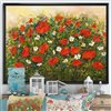 Designart 36-in x 46-in Blossoming Red Flower Fields Farmhouse Black Framed Canvas