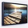 Designart 12-in x 20-in Large Wooden Pier into the Lake with Black Wood Framed Canvas Wall Panel