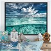 Designart 12-in x 20-in Amazing Underwater Seascape and Clouds Coastal Black Framed Canvas
