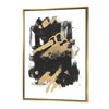 Designart 40-in x 30-in Gold and Black Drift I Modern Canvas Wall Panel with Gold Wood Frame