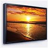 Designart Black Wood Framed 32-in x 42-in Bright Yellow Sunset over Waves Canvas Wall Panel