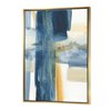 Designart 46-in x 36-in Indigo Panel VI with Gold Wood Framed Canvas Wall Panel