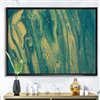 Designart Black Wood Framed 30-in x 40-in Emerald Green and Gold Marble Canvas Wall Panel