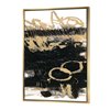Designart 32-in x 24-in Gold and Black Drift III Modern Glam Canvas Wall Panel with Gold Wood Frame