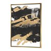 Designart 46-in x 36-in Gold and Black Drift IV Glam Canvas Wall Panel with Gold Wood Frame