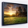 Designart 16-in x 32-in Fenced Ranch at Sunrise with Black Wood Framed Canvas Wall Panel