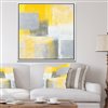 Designart 46-in x 46-in Grey and Yellow Blue Abstract IXX Canvas Wall Panel with Black Wood Frame