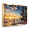 Designart 30-in x 40-in Paradise Tropical Island Beach with Palms Art Gold Framed Canvas