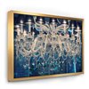 Designart 12-in x 20-in Blue Vintage Crystal Chandelier and Flower Artwork on Gold Framed Canvas Wall Panel