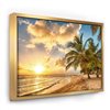 Designart 36-in x 46-in Gorgeous Beach of Island Barbados Seascape Gold Framed Canvas Art Print