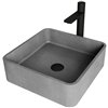 VIGO Concreto Stone Matte Black Stone Vessel Square Bathroom Sink (15.38-in x 15.38-in)