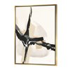 Designart 40-in x 30-in Creamy Tan Form II with Gold with Gold Wood Framed Wall Panel