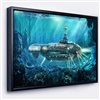 Designart 14-in x 22-in Fantastic Submarine with Gold Wood Framed Wall Panel