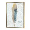 Designart 40-in x 30-in Fields of Gold Watercolour Flower IV with Gold with Gold Wood Framed Wall Panel