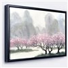 Designart 16-in x 32-in Flowering Trees at Spring with Black Wood Framed Wall Panel