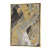 Designart 46-in x 36-in Marble Gold and Black with Gold with Gold Wood Framed Wall Panel
