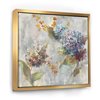 Designart 30-in x 30-in Autumn Hydrangea with Gold Wood Framed Wall Panel