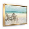 Designart 24-in x 32-in Seaside Morning no Window with Gold Wood Framed Wall Panel