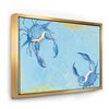 Designart 30-in x 40-in Blue Coastal Crab Battle I with Gold Wood Framed Canvas Wall Panel