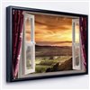 Designart 14-in x 22-in Open Window to Rural Landscape with Black Wood Framed Canvas Wall Panel