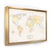 Designart Metal Wall Art Gold Wood Framed 36-in H X 46-in W Maps Canvas Wall Panel