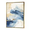 Designart 40-in x 30-in Metallic Gold Indigo II with Gold with Gold Wood Framed Wall Panel