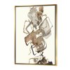 Designart 46-in x 36-in Gold Glam Squares III with Gold with Gold Wood Framed Wall Panel