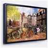 Designart 12-in x 20-in Amsterdam City Artwork with Black Wood Framed Canvas Wall Panel