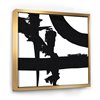 Designart 46-in x 46-in Black and White Crossing Paths I with Gold with Gold Wood Framed Wall Panel