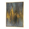 Designart 46-in x 36-in Black and Gold Glam Abstract with Gold with Gold Wood Framed Wall Panel