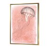 Designart 32-in x 24-in Coastal Sea Life IV jellyfish sketches with Gold Wood Framed Canvas Wall Panel