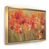 Designart 46-in x 46-in Red Handpainted Tulips with Gold Wood Framed Canvas Wall Panel