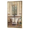 Designart 32-in x 24-in Vintage Paris Bathtub Painting with Gold Wood Framed Wall Panel