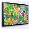 Designart 32-in x 42-in Tropical Leaves and Flowers with Black Wood Framed Canvas Wall Panel