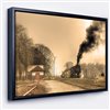 Designart 14-in x 22-in Retro Steam train with Black Wood Framed Wall Panel
