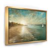 Designart 16-in x 32-in Coastal Pastel Horizon with Gold Wood Framed Wall Panel