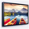 Designart 32-in x 42-in Boats Heading to Lake with Black Wood Framed Canvas Wall Panel