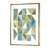 Designart 46-in x 36-in Geometric green Triangle I with Gold Wood Framed Canvas Wall Panel