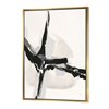 Designart 40-in x 30-in Abstract Neutral I with Gold with Gold Wood Framed Wall Panel