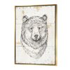 Designart 40-in x 30-in Bear Wild and Direction IV with Gold Wood Framed Wall Panel