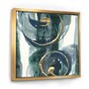Designart 46-in x 46-in Mettalic Indigo and Gold II with Gold Wood Framed Wall Panel