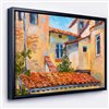 Designart 14-in x 22-in European Rooftops with Black Wood Framed Canvas Wall Panel