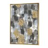 Designart 46-in x 36-in Gold Glamour Squares II with Gold Wood Framed Wall Panel
