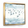 Designart 46-in x 46-in Indigold Bird Cottage Family VII with Gold Wood Framed Canvas Wall Panel