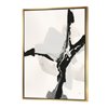 Designart 46-in x 36-in Abstract Neutral III with Gold with Gold Wood Framed Wall Panel