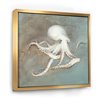 Designart 46-in x 46-in Octopus Treasures from the Sea with Gold Wood Framed Wall Panel