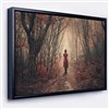 Designart 14-in x 22-in Woman in Frosty Forest with Black Wood Framed Canvas Wall Panel
